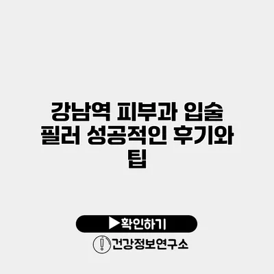 강남역 피부과 입술 필러 성공적인 후기와 팁