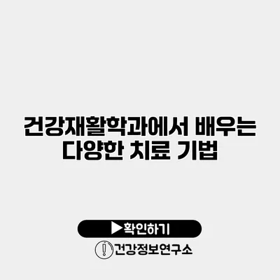 건강재활학과에서 배우는 다양한 치료 기법