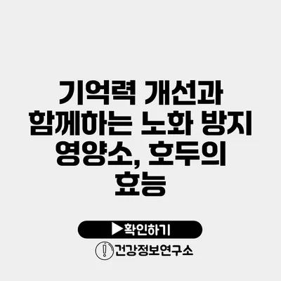 기억력 개선과 함께하는 노화 방지 영양소, 호두의 효능