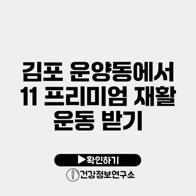 김포 운양동에서 11 프리미엄 재활 운동 받기