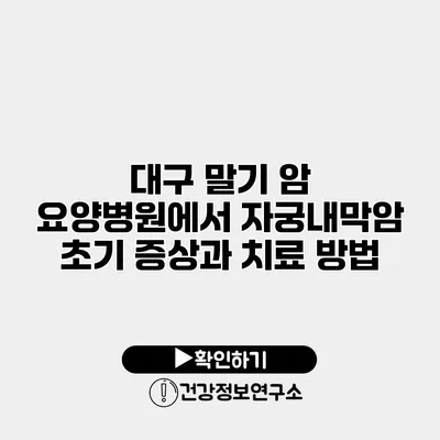 대구 말기 암 요양병원에서 자궁내막암 초기 증상과 치료 방법