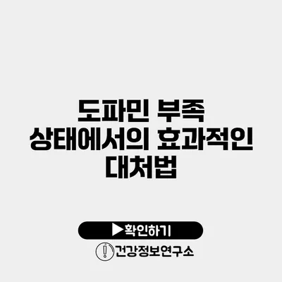 도파민 부족 상태에서의 효과적인 대처법