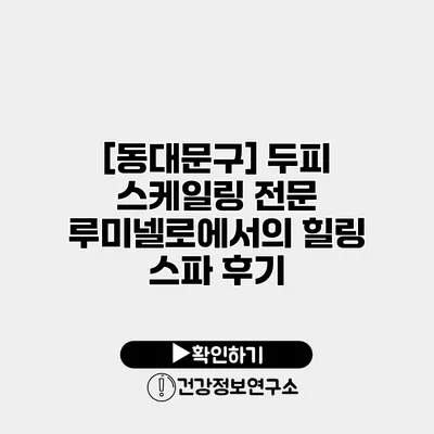 [동대문구] 두피 스케일링 전문 루미넬로에서의 힐링 스파 후기