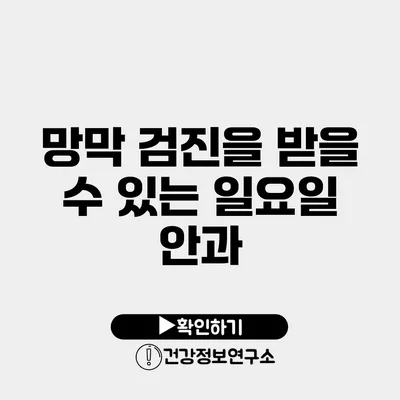 망막 검진을 받을 수 있는 일요일 안과