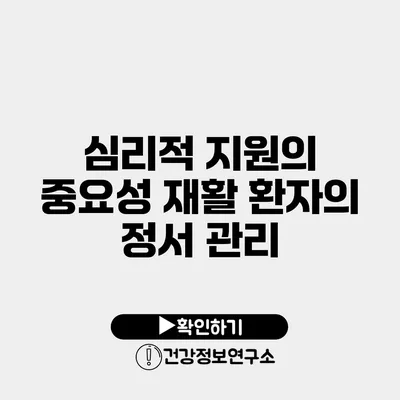 심리적 지원의 중요성 재활 환자의 정서 관리