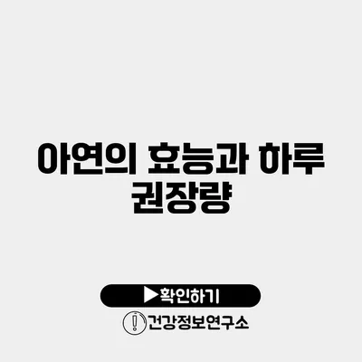 아연의 효능과 하루 권장량