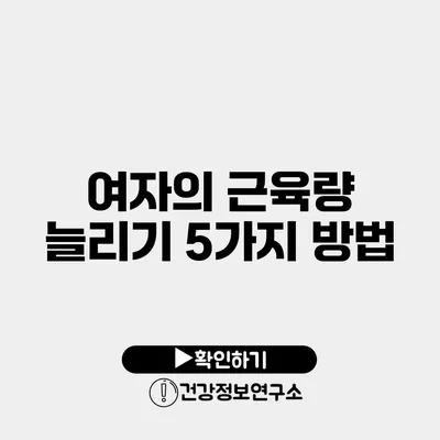 여자의 근육량 늘리기 5가지 방법