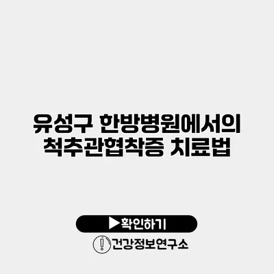 유성구 한방병원에서의 척추관협착증 치료법