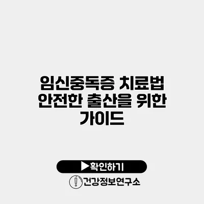 임신중독증 치료법 안전한 출산을 위한 가이드