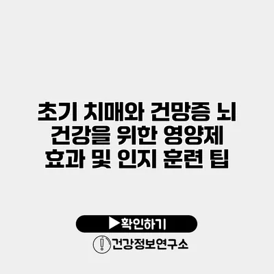 초기 치매와 건망증 뇌 건강을 위한 영양제 효과 및 인지 훈련 팁