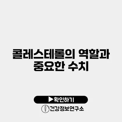 콜레스테롤의 역할과 중요한 수치
