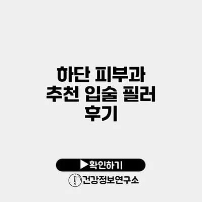 하단 피부과 추천 입술 필러 후기