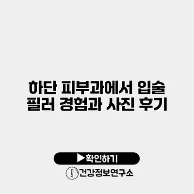 하단 피부과에서 입술 필러 경험과 사진 후기