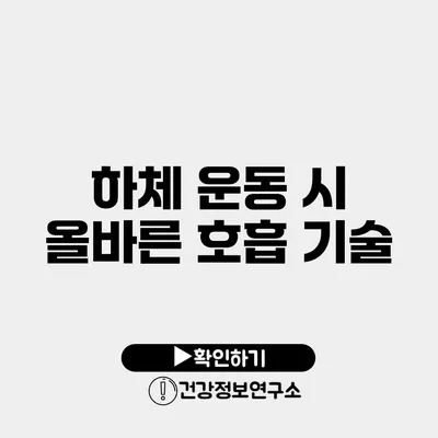 하체 운동 시 올바른 호흡 기술