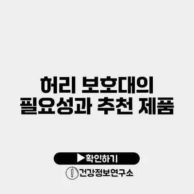 허리 보호대의 필요성과 추천 제품