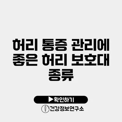 허리 통증 관리에 좋은 허리 보호대 종류