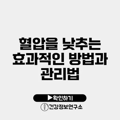 혈압을 낮추는 효과적인 방법과 관리법