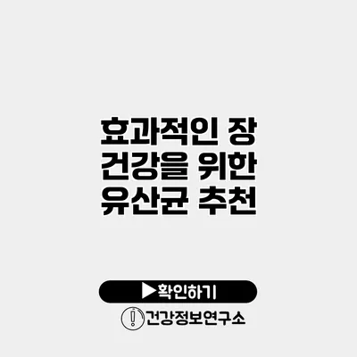 효과적인 장 건강을 위한 유산균 추천