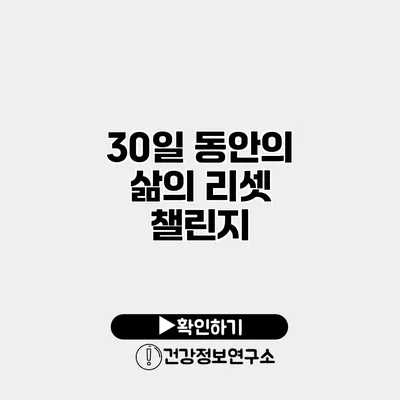 30일 동안의 삶의 리셋 챌린지