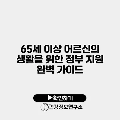 65세 이상 어르신의 생활을 위한 정부 지원 완벽 가이드