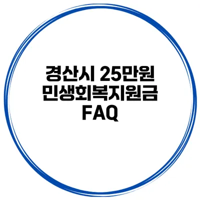 경산시 25만원 민생회복지원금 FAQ