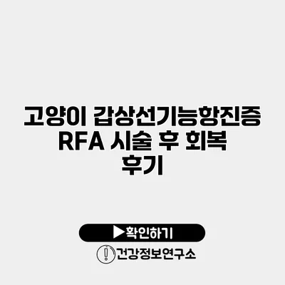 고양이 갑상선기능항진증 RFA 시술 후 회복 후기