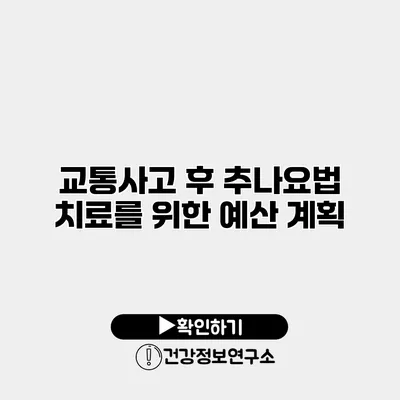 교통사고 후 추나요법 치료를 위한 예산 계획