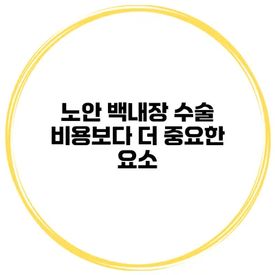 노안 백내장 수술 비용보다 더 중요한 요소