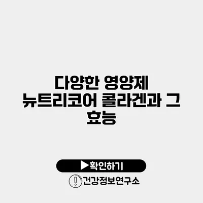 다양한 영양제 뉴트리코어 콜라겐과 그 효능
