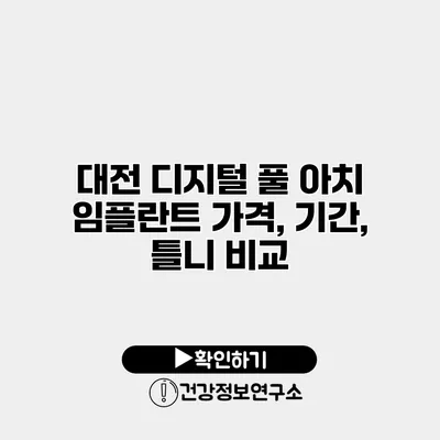 대전 디지털 풀 아치 임플란트 가격, 기간, 틀니 비교