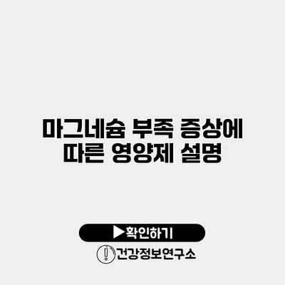 마그네슘 부족 증상에 따른 영양제 설명