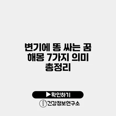 변기에 똥 싸는 꿈 해몽 7가지 의미 총정리
