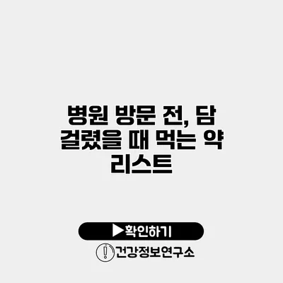 병원 방문 전, 담 걸렸을 때 먹는 약 리스트