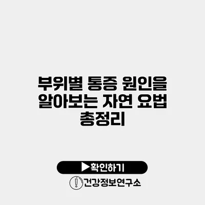 부위별 통증 원인을 알아보는 자연 요법 총정리
