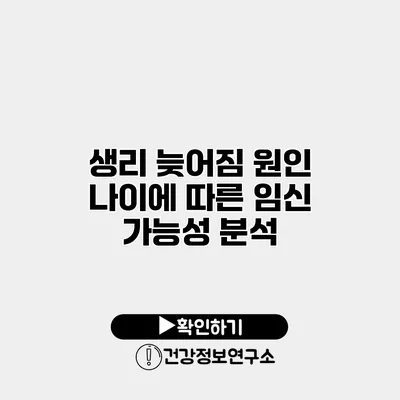 생리 늦어짐 원인 나이에 따른 임신 가능성 분석