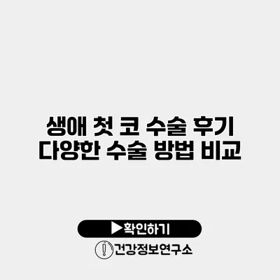 생애 첫 코 수술 후기 다양한 수술 방법 비교