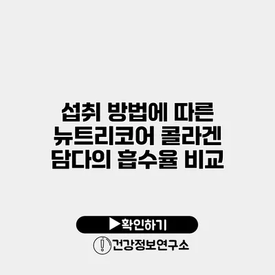 섭취 방법에 따른 뉴트리코어 콜라겐 담다의 흡수율 비교
