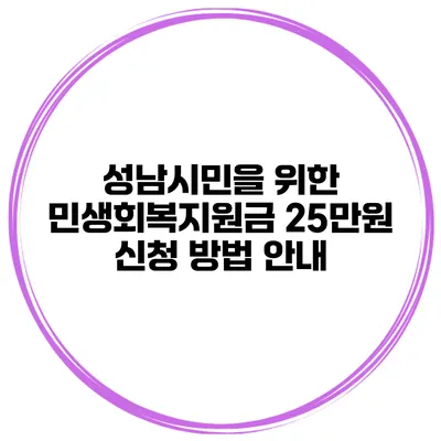 성남시민을 위한 민생회복지원금 25만원 신청 방법 안내