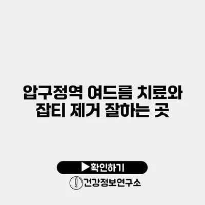 압구정역 여드름 치료와 잡티 제거 잘하는 곳