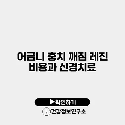 어금니 충치 깨짐 레진 비용과 신경치료