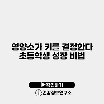 영양소가 키를 결정한다 초등학생 성장 비법