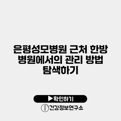 은평성모병원 근처 한방 병원에서의 관리 방법 탐색하기