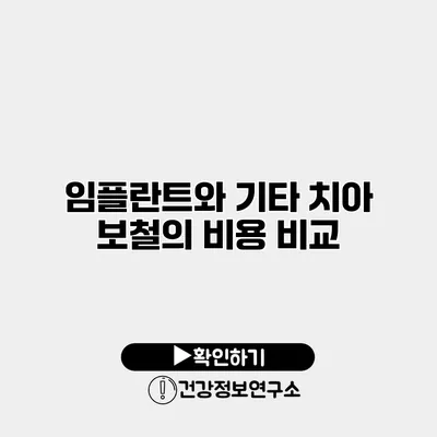 임플란트와 기타 치아 보철의 비용 비교