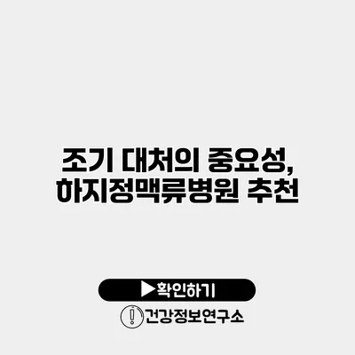 조기 대처의 중요성, 하지정맥류병원 추천