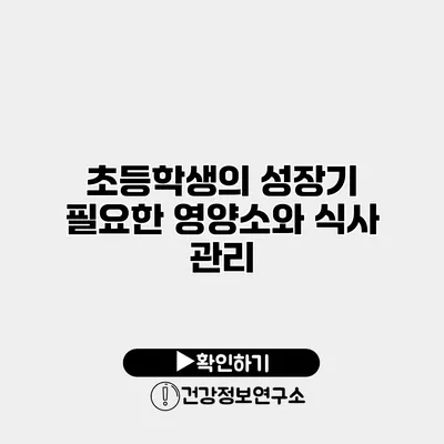 초등학생의 성장기 필요한 영양소와 식사 관리