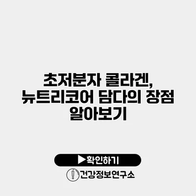 초저분자 콜라겐, 뉴트리코어 담다의 장점 알아보기