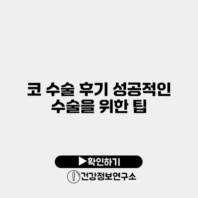 코 수술 후기 성공적인 수술을 위한 팁