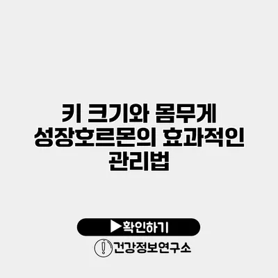 키 크기와 몸무게 성장호르몬의 효과적인 관리법