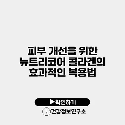 피부 개선을 위한 뉴트리코어 콜라겐의 효과적인 복용법