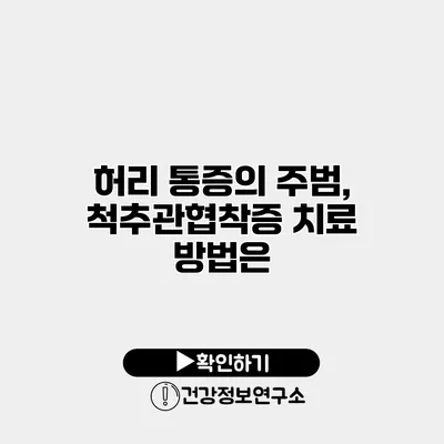 허리 통증의 주범, 척추관협착증 치료 방법은?